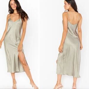 Show Me Your MuMu Zio Slip Midi Dress Sage Cheetah Size‎ Medium